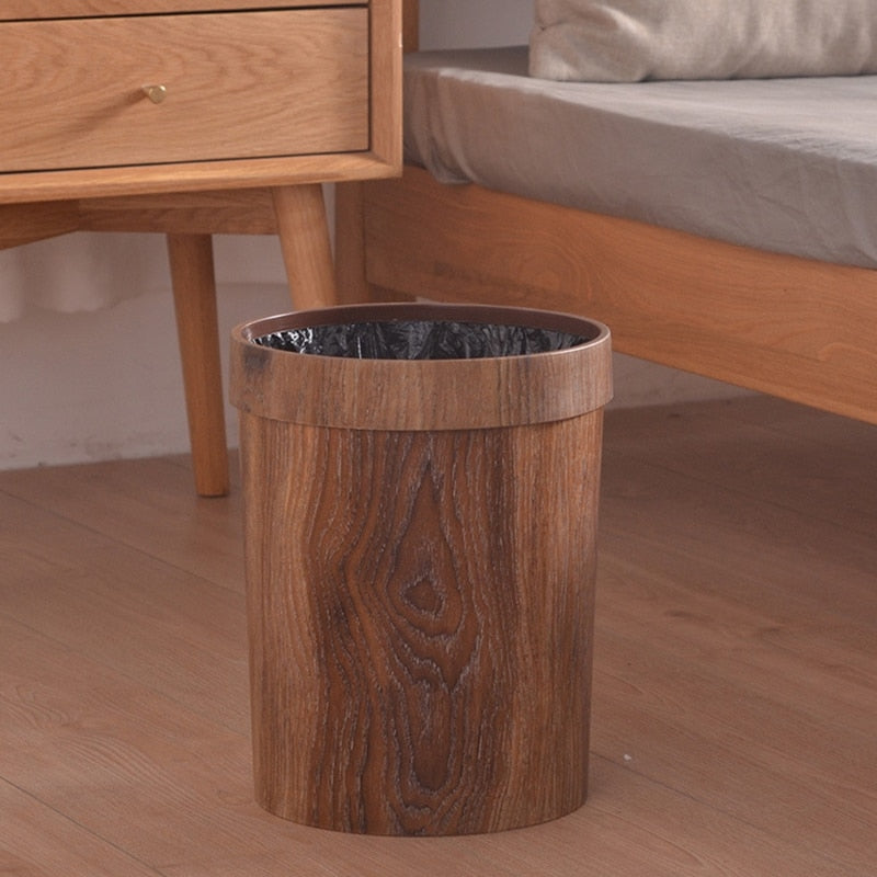 Houten Prullenbak met Deksel 10L - Scandinavisch Design - Afvalbak Rond Hout Natuurlijk Badkamer Keuken | Sulvida