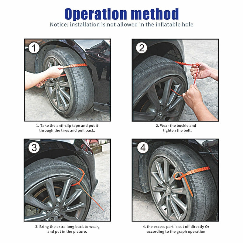 Antislip Sneeuwkettingen Auto Winter Tractie Veiligheid Aanbrengsysteem Universeel Rubber Banden Grip | Sulvida