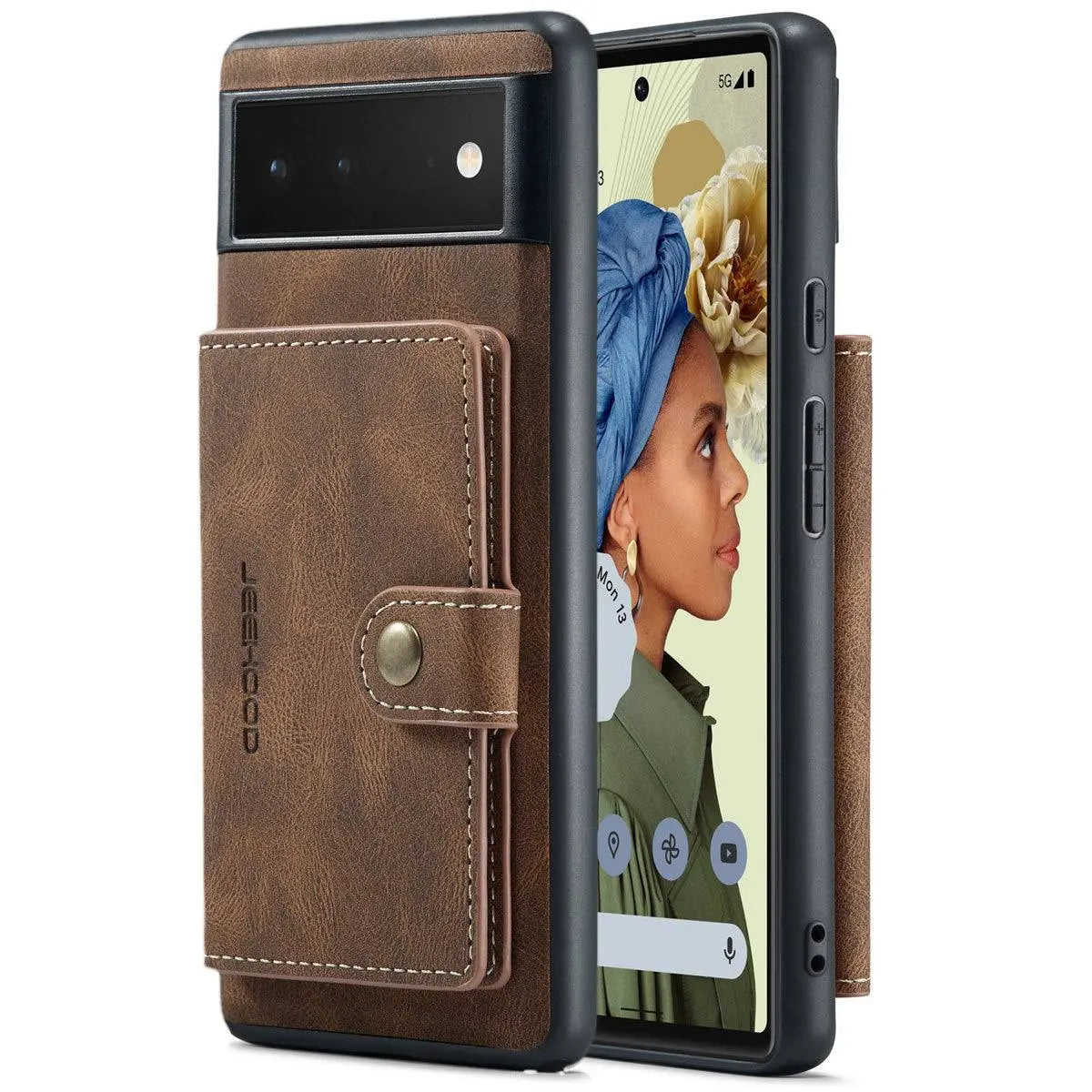 Étui portefeuille vintage en cuir pour smartphone avec porte-cartes et fonction support marron vintage noir protection | Sulvida