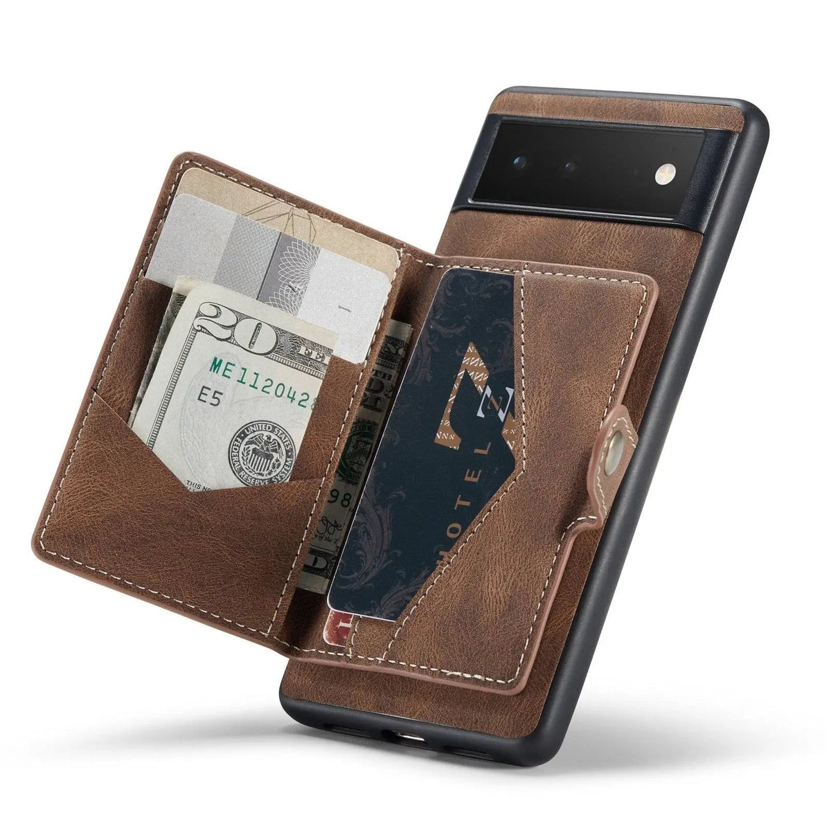 Étui portefeuille vintage en cuir pour smartphone avec porte-cartes et fonction support marron vintage noir protection | Sulvida