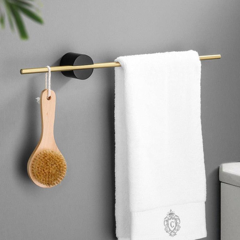 Wandmontage Handdoekrek Geborsteld Aluminium Zwart Goud Badkamer Minimalistisch Design 40 60 cm Strak | Sulvida