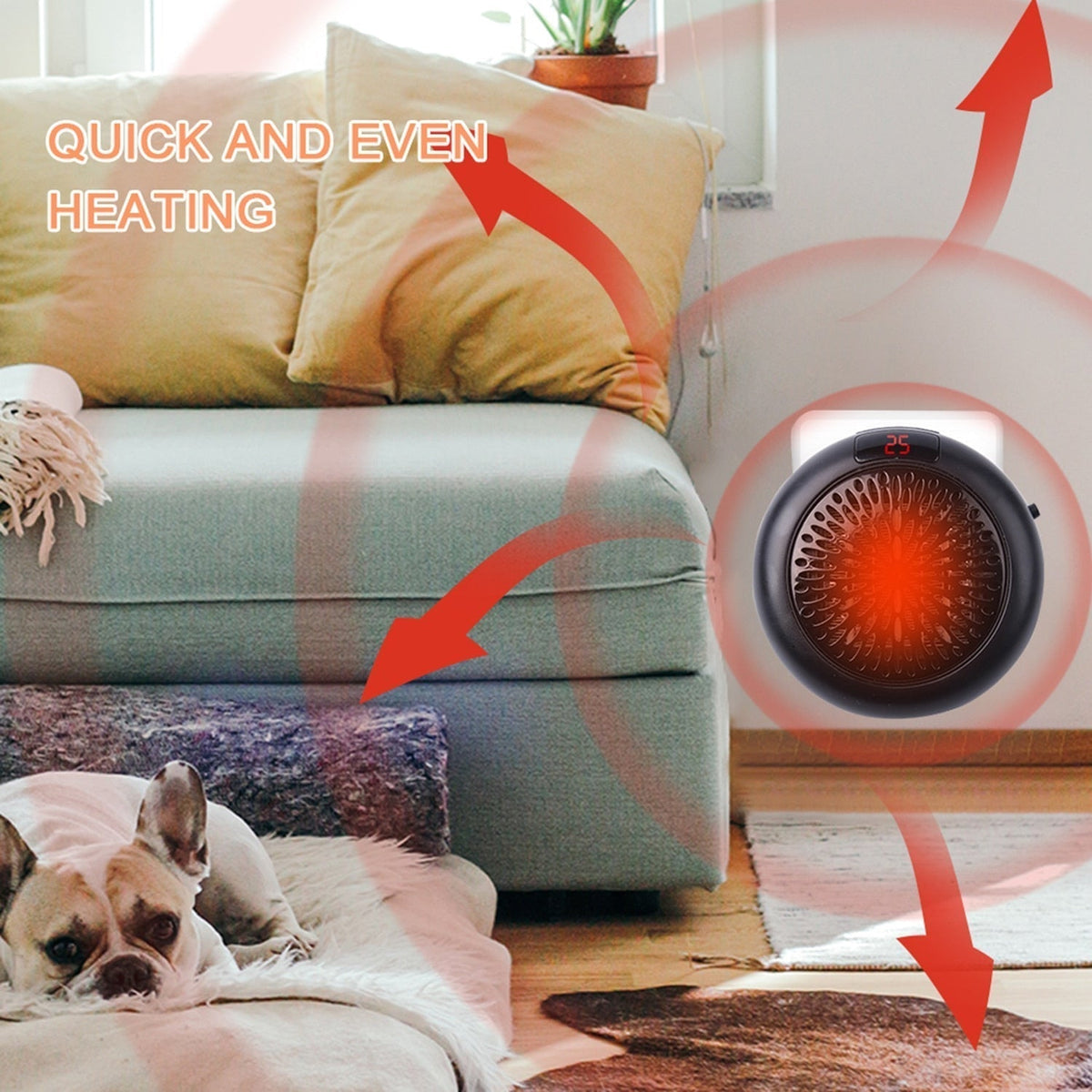 Compacte Elektrische Keramische Kachel met Thermostaat & LED Display voor Slaapkamer & Kantoor tot 20㎡ | Sulvida