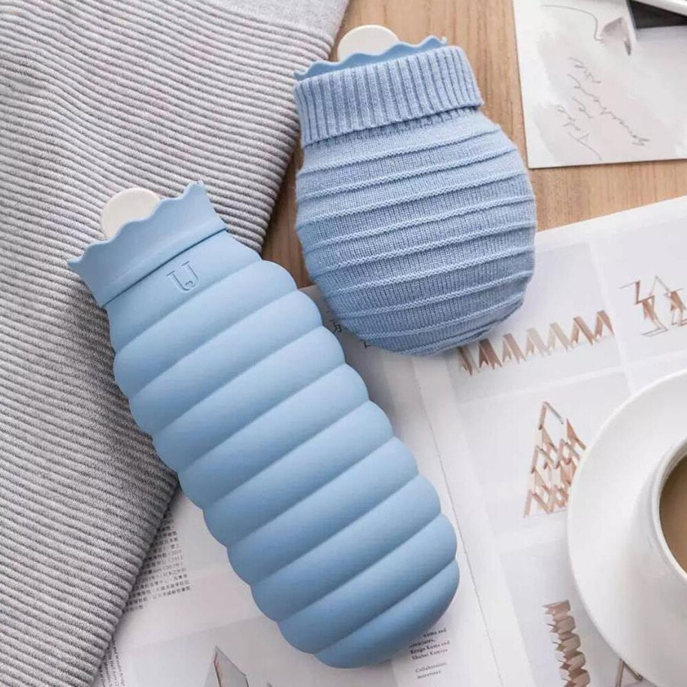 Siliconen Warmwaterkruik 313ml en 620ml Magnetronbestendig Grijs Blauw Rood Warmtecompres Verwarmingskruik | Sulvida