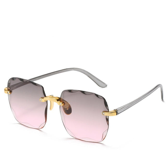 Randloze Zonnebril UV400 Dames Heren Vintage Rechthoekig Lichtgewicht 26g Ultraleicht UV-Bescherming Retro | Sulvida