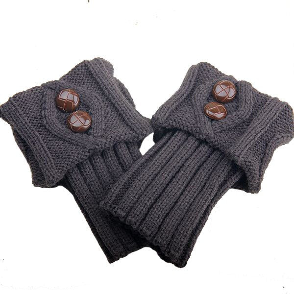 Elastische Enkelwarmers Sokken met Knoopdetail Gebreide Beenwarmers Dames Retro Wintermode Accessoire | Sulvida