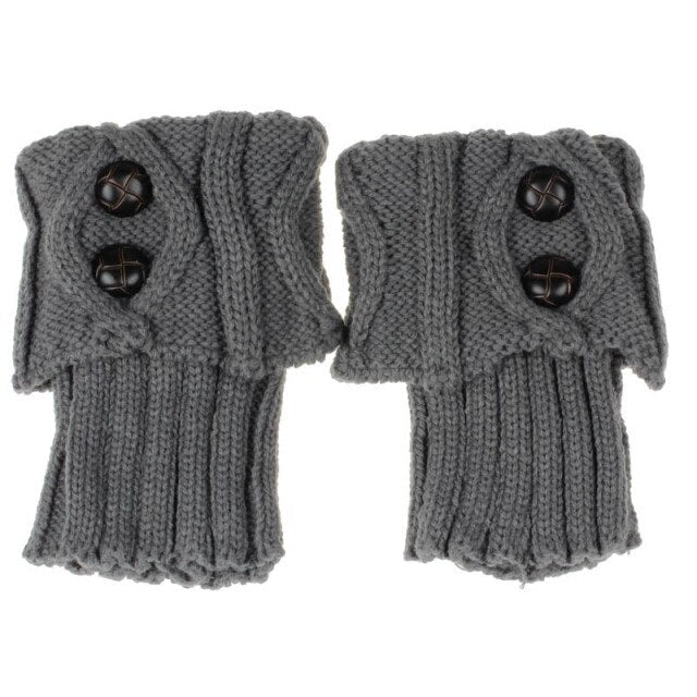 Elastische Enkelwarmers Sokken met Knoopdetail Gebreide Beenwarmers Dames Retro Wintermode Accessoire | Sulvida