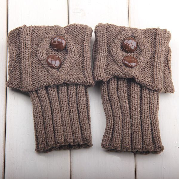 Elastische Enkelwarmers Sokken met Knoopdetail Gebreide Beenwarmers Dames Retro Wintermode Accessoire | Sulvida