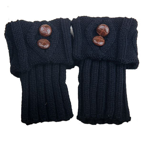 Elastische Enkelwarmers Sokken met Knoopdetail Gebreide Beenwarmers Dames Retro Wintermode Accessoire | Sulvida