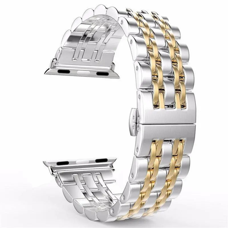 Bracelet en métal pour Apple Watch 42/44/46/49mm Series 1-12 et Ultra, maillons triples en acier | Sulvida