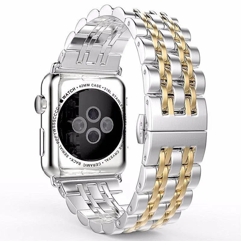 Bracelet en métal pour Apple Watch 42/44/46/49mm Series 1-12 et Ultra, maillons triples en acier | Sulvida