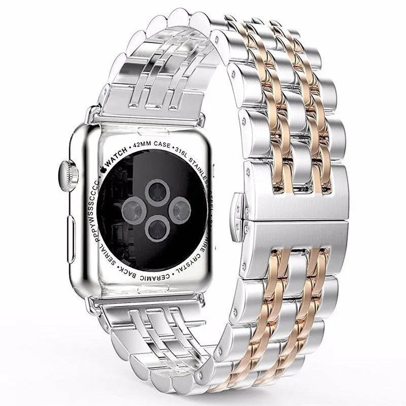 Bracelet en métal pour Apple Watch 42/44/46/49mm Series 1-12 et Ultra, maillons triples en acier | Sulvida