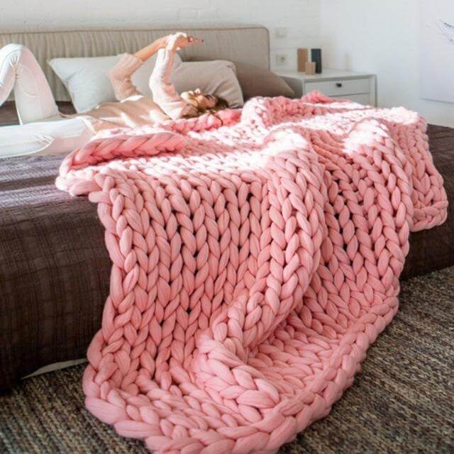 Gebreide Deken Chunky Knit 100x120cm Dikke Plaid Bankdeken Woonkamer Slaapkamer Woondecoratie Warm Zacht | Sulvida