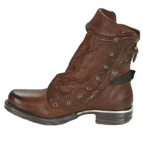 Enkelhoge Winterlaarzen Leer PU Platte Hak Rits Warm Gevoerd Dames Herfst Winter Comfortabel Schoeisel | Sulvida