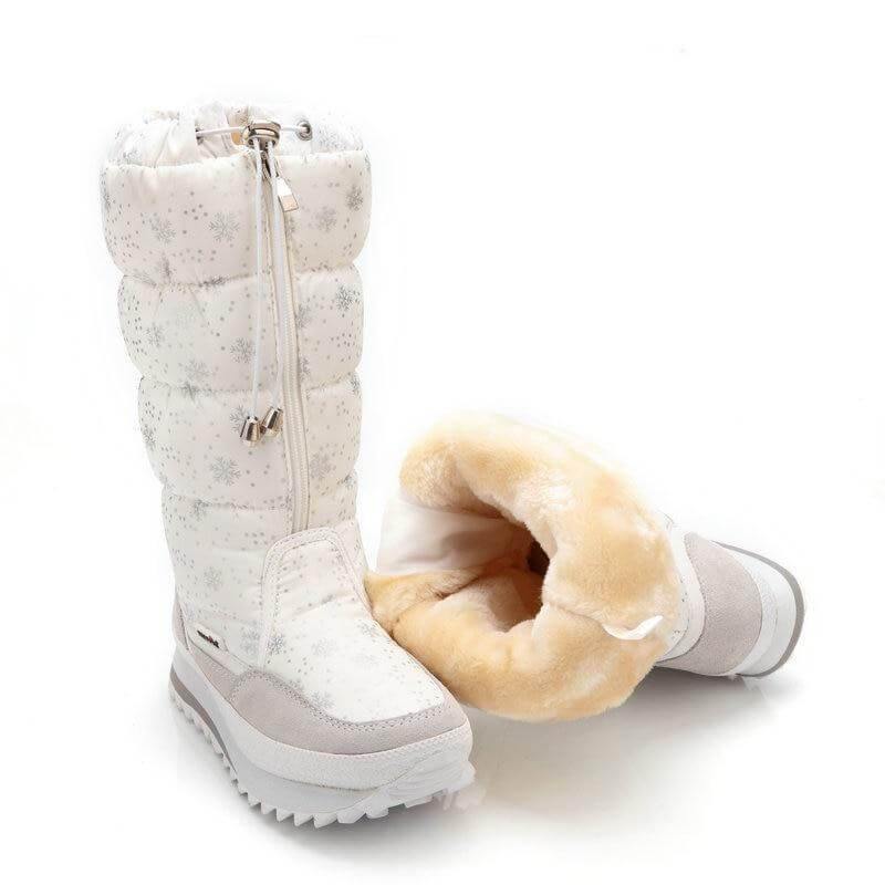 Dameslaarzen pluche tot op de knie zwart met rits nylon winterlaarzen warm gevoerd comfortabel dames | Sulvida
