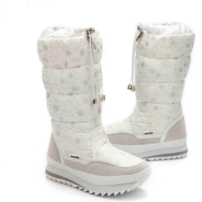 Dameslaarzen pluche tot op de knie zwart met rits nylon winterlaarzen warm gevoerd comfortabel dames | Sulvida