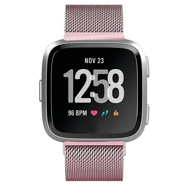Bracelet en maille pour Fitbit Versa, en acier inoxydable, réglable, fermeture magnétique, bracelet élégant pour montre connectée | Sulvida