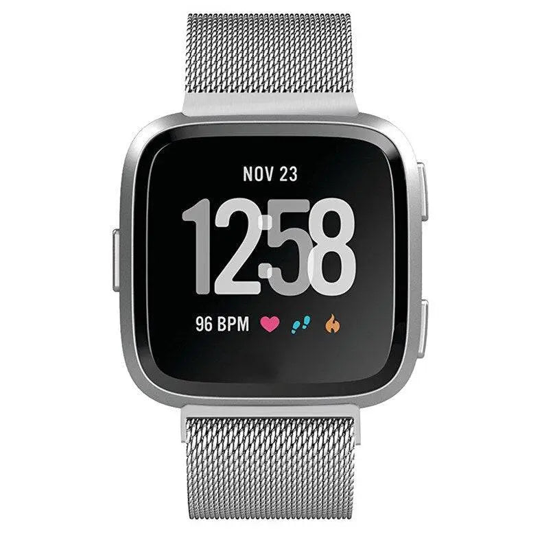 Bracelet en maille pour Fitbit Versa, en acier inoxydable, réglable, fermeture magnétique, bracelet élégant pour montre connectée | Sulvida