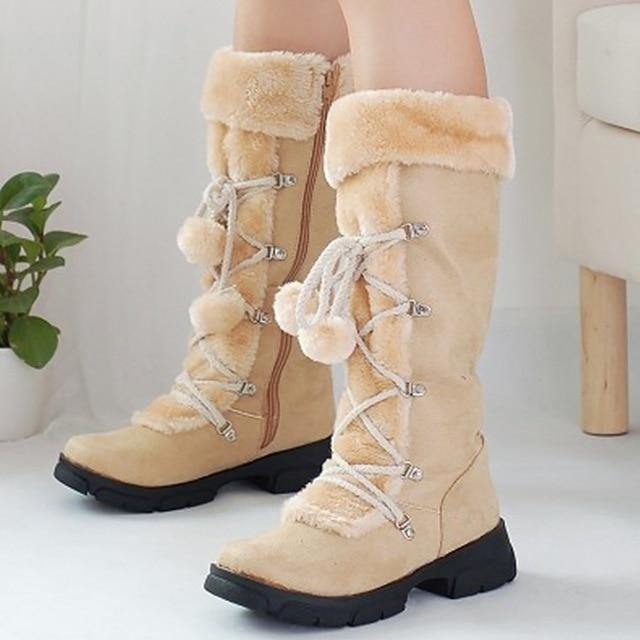 Stijlvolle Halfhoge Snowboots met Vetersluiting – Warme Waterdichte Winterlaarzen Dames Maat 36-47 Outdoor | Sulvida