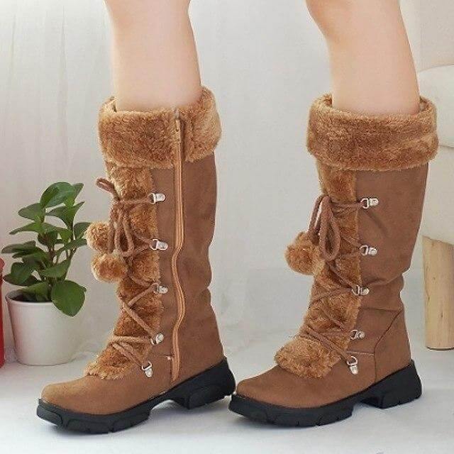 Stijlvolle Halfhoge Snowboots met Vetersluiting – Warme Waterdichte Winterlaarzen Dames Maat 36-47 Outdoor | Sulvida
