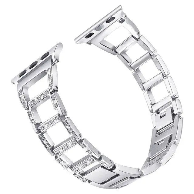 Bracelet pour montre connectée Apple Watch Series 12 42/46mm et Ultra 4 49mm, bracelet à maillons en acier inoxydable | Sulvida