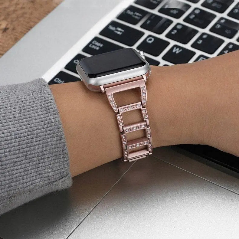 Bracelet pour montre connectée Apple Watch Series 12 42/46mm et Ultra 4 49mm, bracelet à maillons en acier inoxydable | Sulvida