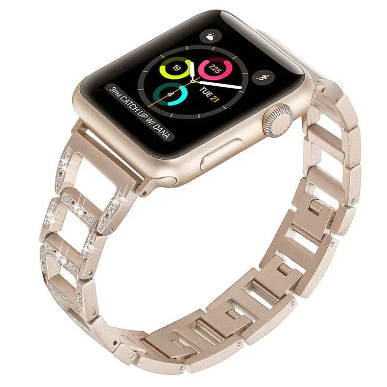 Bracelet pour montre connectée Apple Watch Series 12 42/46mm et Ultra 4 49mm, bracelet à maillons en acier inoxydable | Sulvida