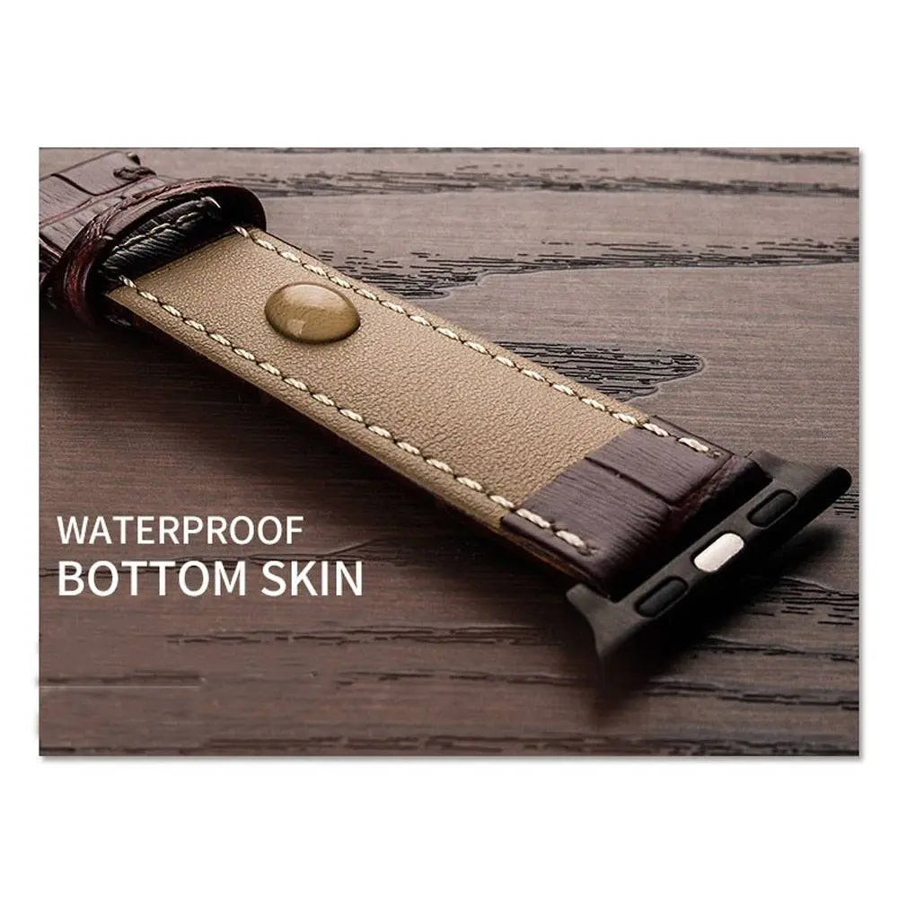 Bracelet de montre en véritable cuir de vache, compatible avec les montres connectées 42mm 44mm 45mm 46mm 49mm, réglable et universel | Sulvida