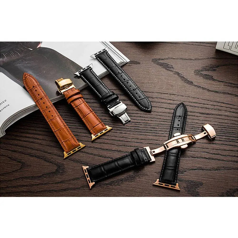 Bracelet de montre en véritable cuir de vache, compatible avec les montres connectées 42mm 44mm 45mm 46mm 49mm, réglable et universel | Sulvida