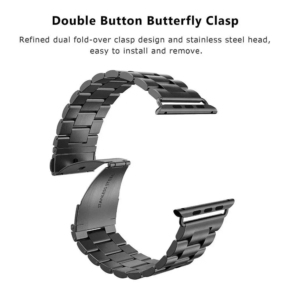 Bracelet de montre en acier inoxydable pour Apple Watch Series 12 et Ultra 4, bracelet métallique haut de gamme 42/46/49 mm | Sulvida