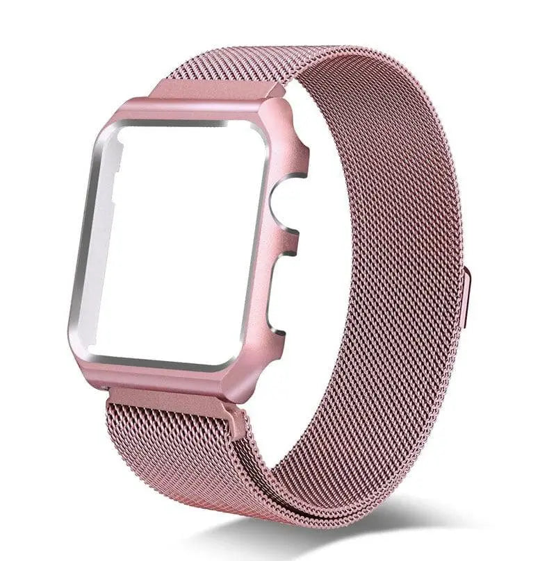 Bracelet de montre en acier inoxydable, maille milanaise pour montre connectée 44mm 42mm 40mm 38mm avec coque de protection | Sulvida