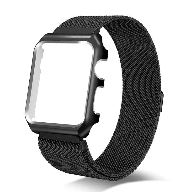 Bracelet de montre en acier inoxydable, maille milanaise pour montre connectée 44mm 42mm 40mm 38mm avec coque de protection | Sulvida