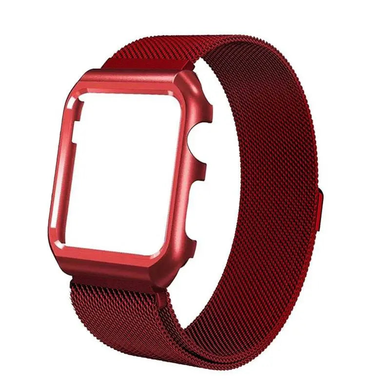 Bracelet de montre en acier inoxydable, maille milanaise pour montre connectée 44mm 42mm 40mm 38mm avec coque de protection | Sulvida