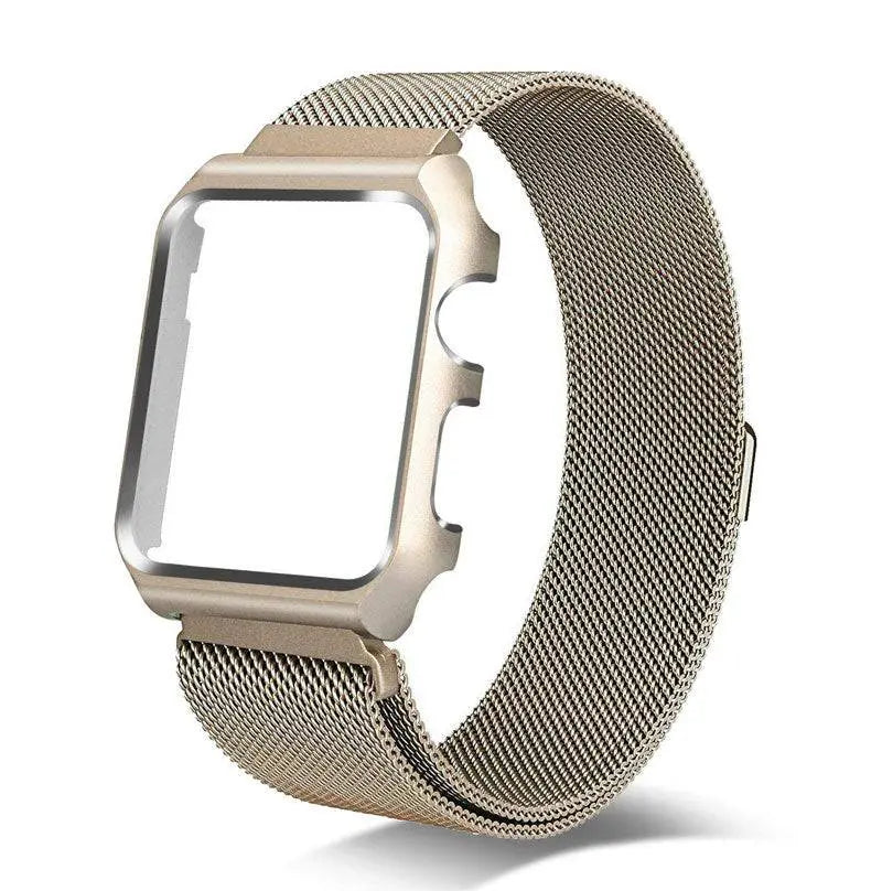 Bracelet de montre en acier inoxydable, maille milanaise pour montre connectée 44mm 42mm 40mm 38mm avec coque de protection | Sulvida