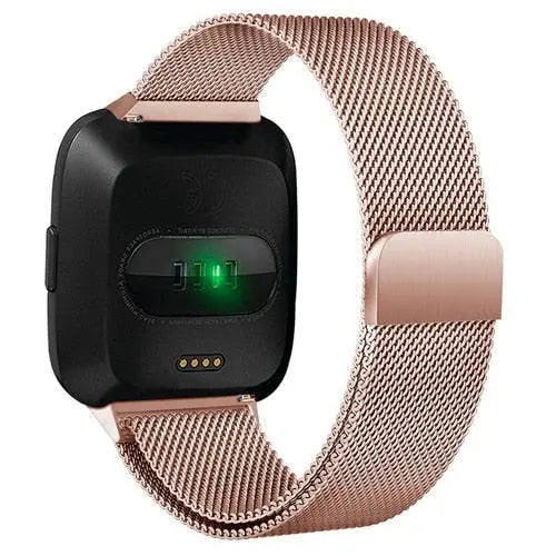 Bracelet en maille pour Fitbit Versa, en acier inoxydable, réglable, fermeture magnétique, bracelet élégant pour montre connectée | Sulvida