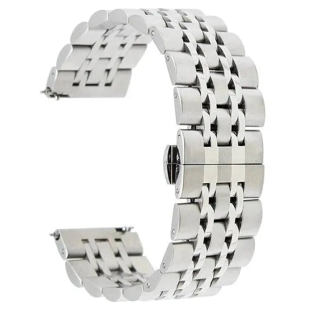 Bracelet à maillons en acier pour Galaxy Watch 22mm, réglable, en acier inoxydable, argenté ou doré, bracelet pour montre connectée | Sulvida