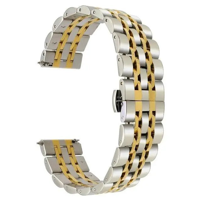 Bracelet à maillons en acier pour Galaxy Watch 22mm, réglable, en acier inoxydable, argenté ou doré, bracelet pour montre connectée | Sulvida