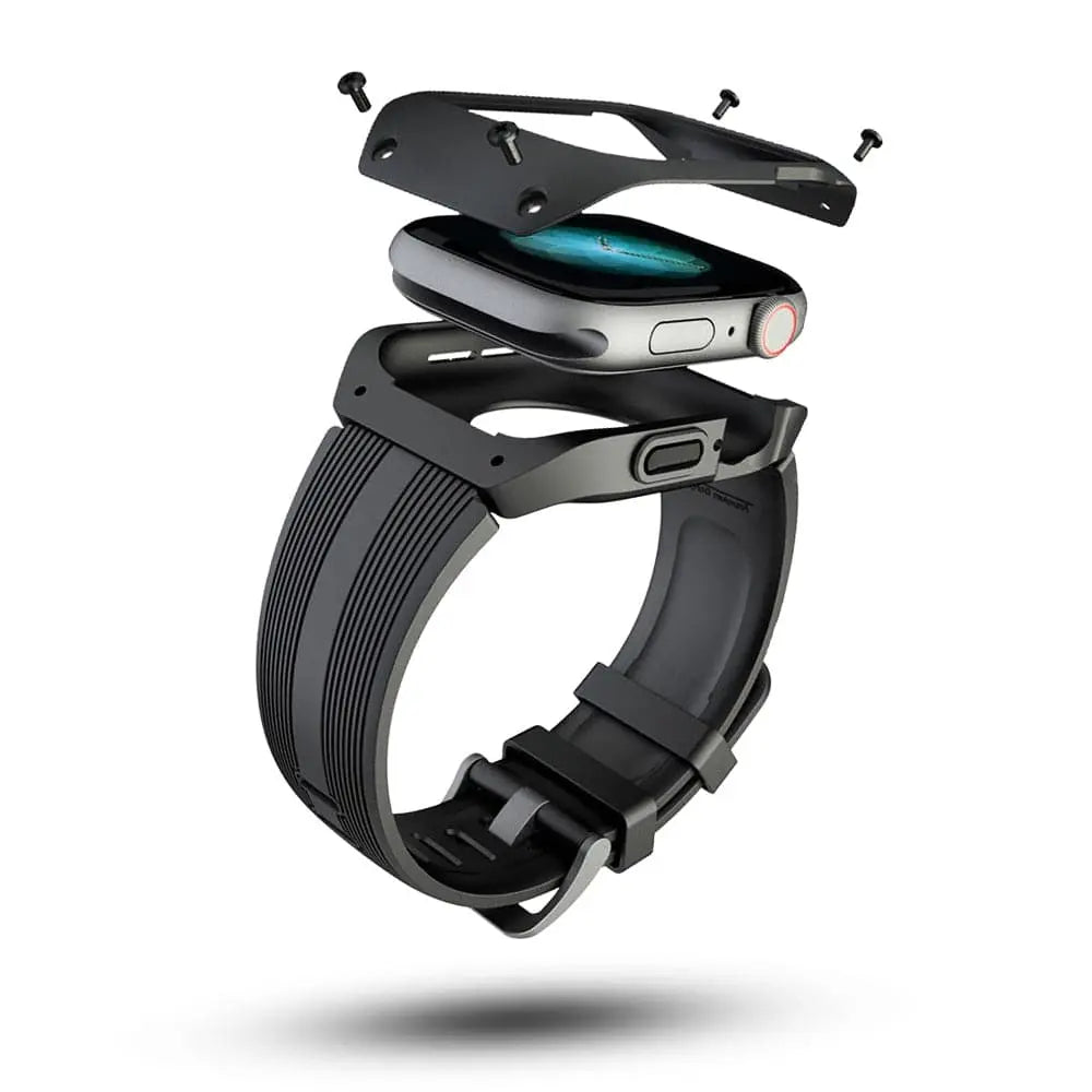 Coque avec bracelet pour Apple Watch Series 4 & 5 44mm, noir vert, protection robuste, design sportif