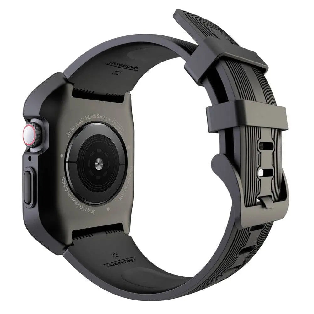 Coque avec bracelet pour Apple Watch Series 4 & 5 44mm, noir vert, protection robuste, design sportif