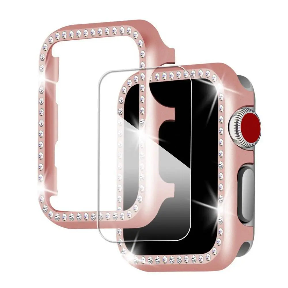 Ensemble boîtier et bracelet pour Apple Watch 38mm 40mm 42mm 44mm, boîtier Royalty avec bracelet Diva, couleur or, montre connectée | Sulvida