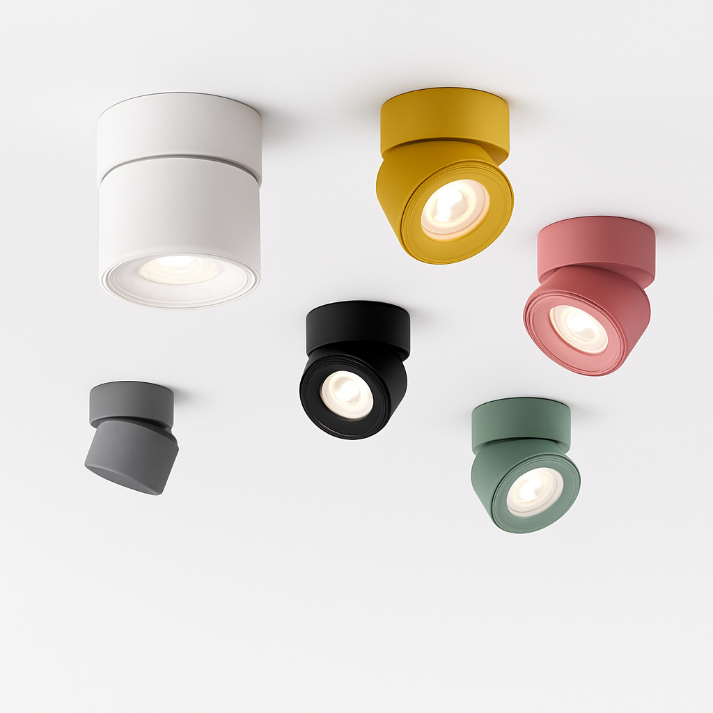 Verstelbare plafondspot LED met 360° draaiing 7W aluminium richtbaar accentlicht zwart wit grijs roze | Sulvida