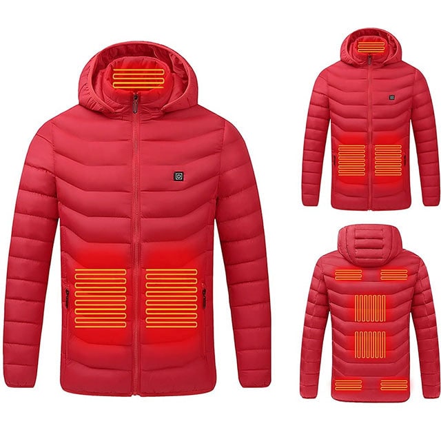 Gewatteerde winterjas met 9 verwarmingszones capuchon doorgestikt ontwerp warme outdoorjas heren dames unisex | Sulvida