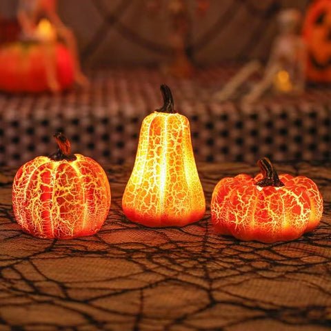 Pompoen Lantaarn met Vlam LED Verlichting Halloween Decoratie Kaarslamp Hars Sfeerlicht Tuindecoratie | Sulvida