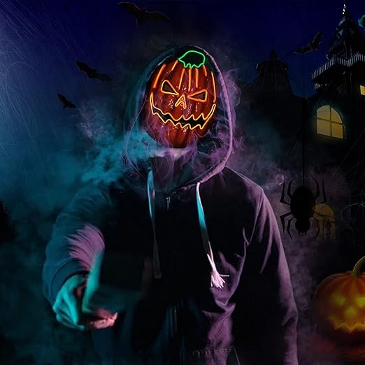 LED Pompoen Masker met Drie Lichtstanden voor Halloween Feesten Griezel Kostuum Verkleedpartij Horror | Sulvida