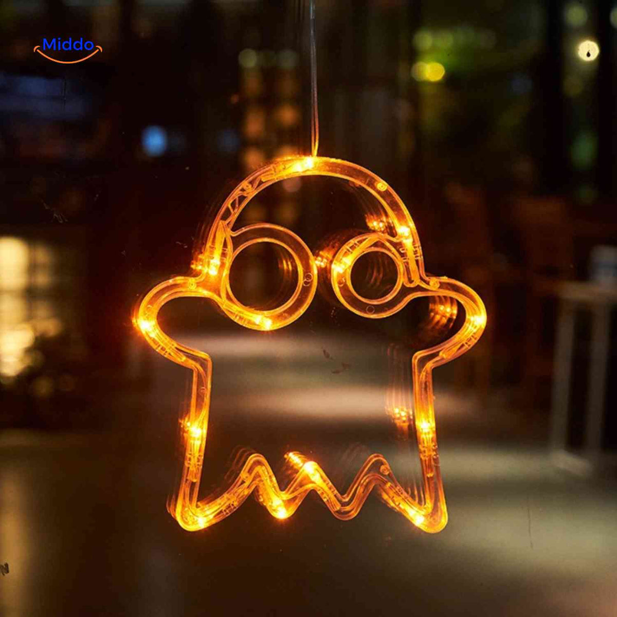LED-decoratielamp Halloween zuignap 20cm kunststof pompoen spookje heksenhoed sfeerverlichting binnen buiten | Sulvida