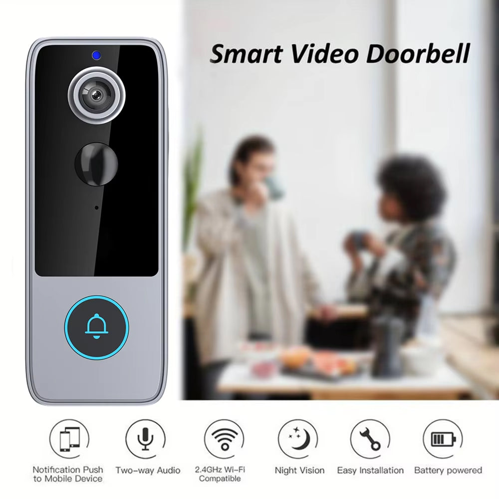Sonnette vidéo sans abonnement, 1080P HD, vision nocturne, détecteur de mouvement, caméra de surveillance sans fil avec carte 64GB offerte | Sulvida