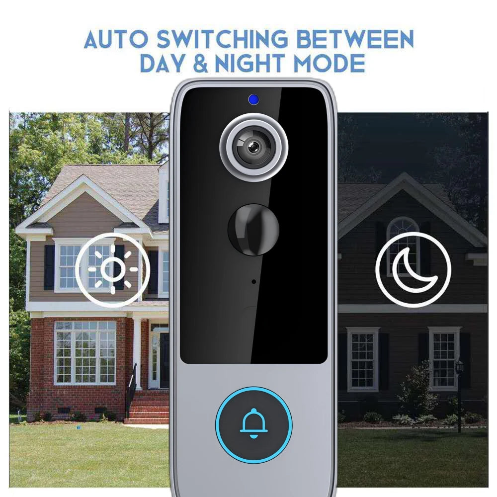 Sonnette vidéo sans fil intelligente avec caméra 1080P HD, vision nocturne, détection de mouvement et interphone, sans abonnement | Sulvida