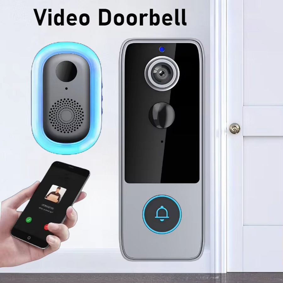 Sonnette vidéo intelligente 1080P HD sans abonnement, détection de mouvement, vision nocturne, audio bidirectionnel, sans fil | Sulvida