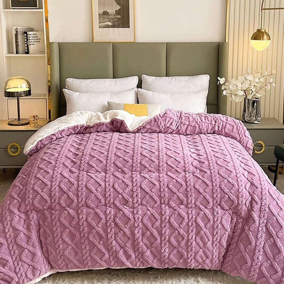 Dubbelzijdige Plaid met Sherpafleece - Gequilt Geometrisch Design - Extra Warme Deken voor Bank en Bed | Sulvida