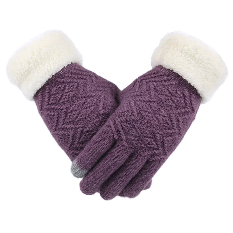 Gebreide Touchscreen Handschoenen met Pluche Voering – Warm Winddicht Winteraccessoire voor Herfst Winter | Sulvida