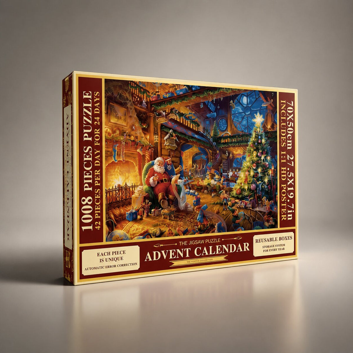 Kerstpuzzel Adventskalender 24 Dagen 1008 Stukjes Feestelijk Motief Puzzel Kalender Kerstmis Kerst Cadeau | Sulvida